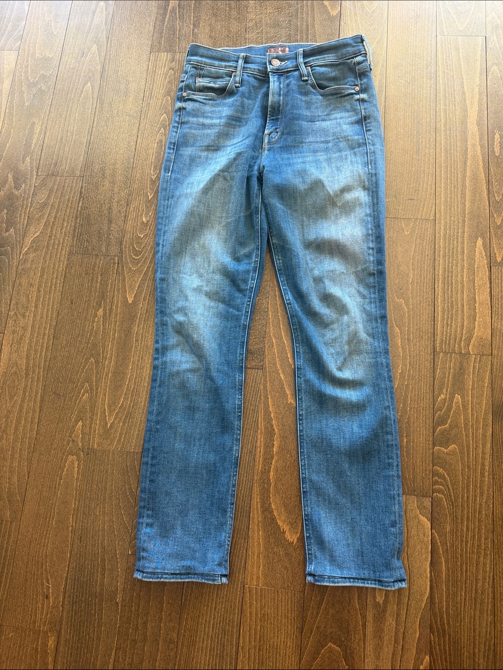 MOTHER Straight-Leg Jeans in Medium Blue Wash